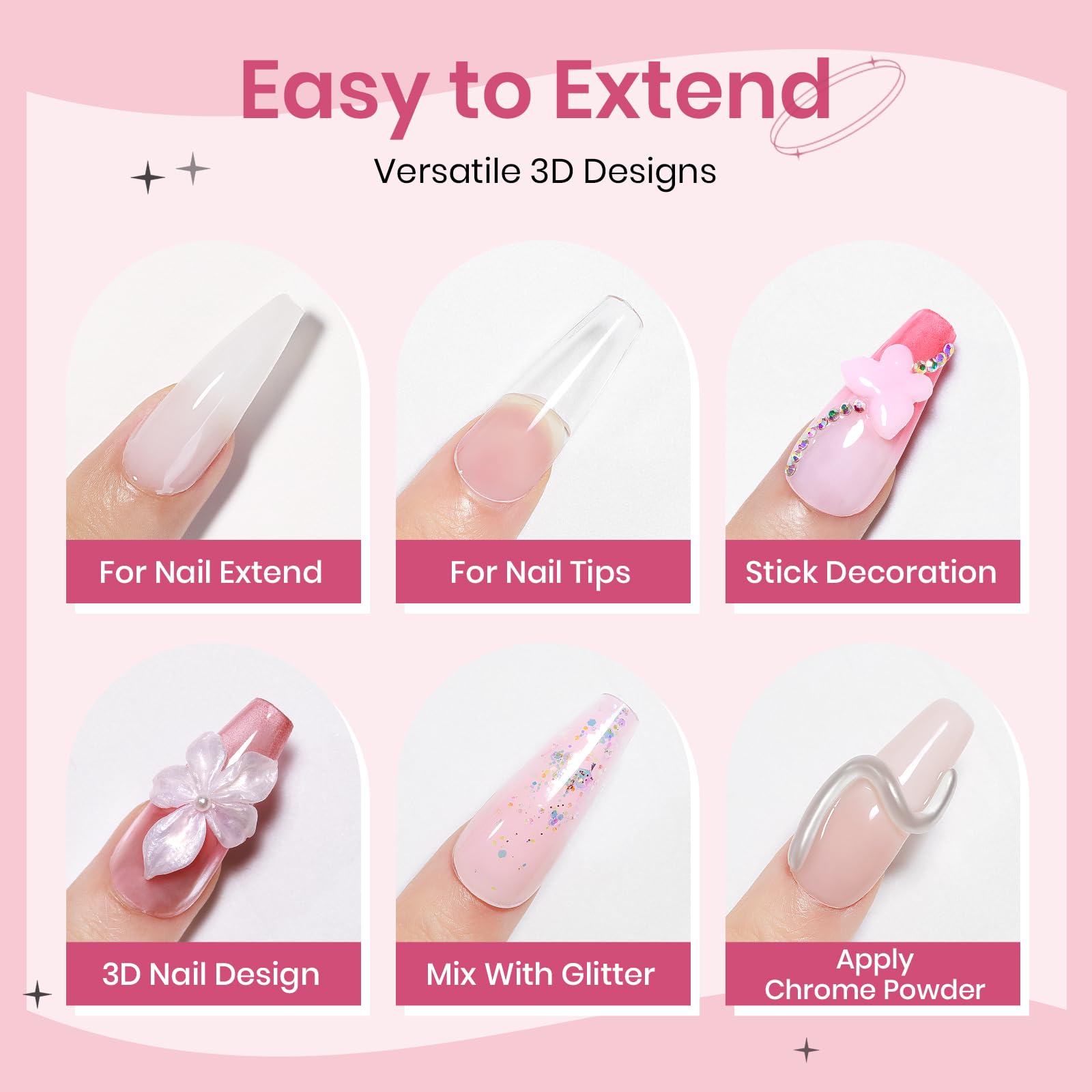 SUPWEE 3D Sculpting Gel Kit – Pearl White, Pink & White Builder Gel for At-Home Nails