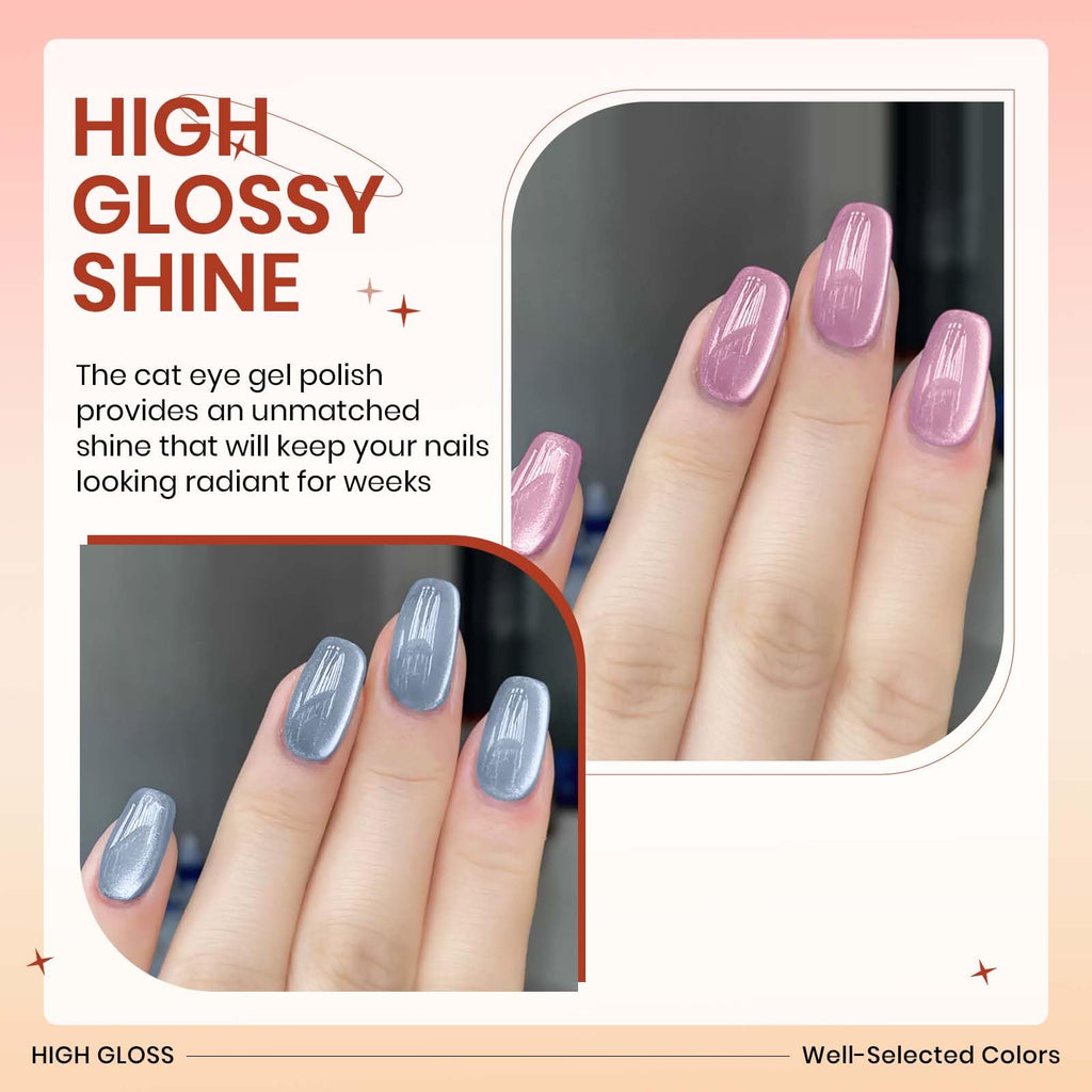 SUPWEE Magnetic Gel Nail Polish - 12 Moonlight Cat Eye Colors with Magnetic Stick