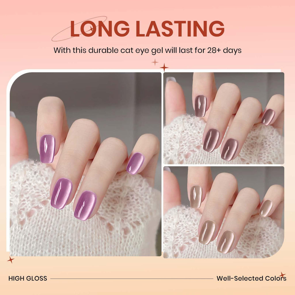 SUPWEE Magnetic Gel Nail Polish - 12 Moonlight Cat Eye Colors with Magnetic Stick