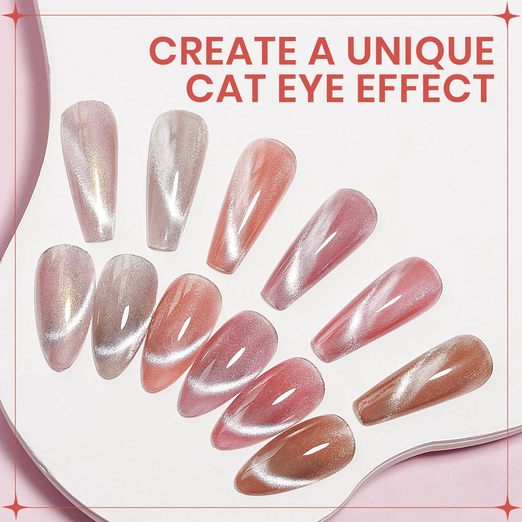 SUPWEE Cat Eye Magnetic Nail Polish Set – Quick-Dry Nude Pink Glitter, No UV Lamp