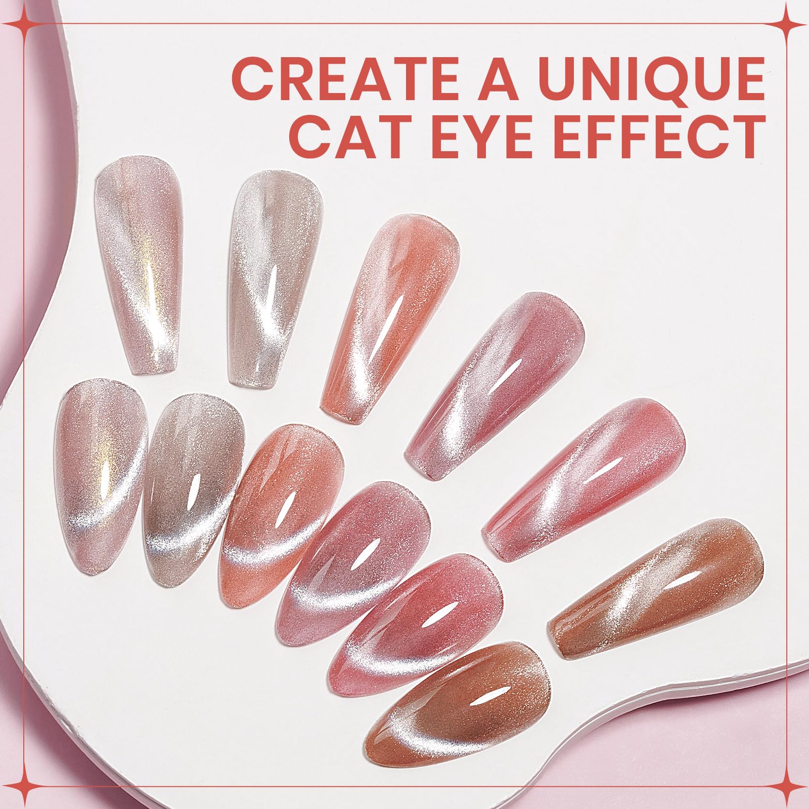 SUPWEE Cat Eye Magnetic Nail Polish Set – Quick-Dry Nude Pink Glitter, No UV Lamp