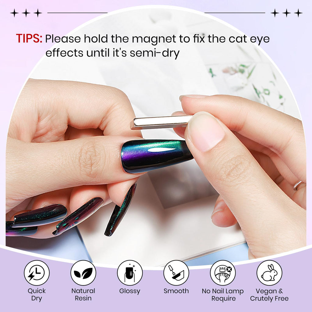 SUPWEE Magnetic Cat Eye Nail Polish Set – 12 Quick-Dry, Air-Dry, Non-Gel, Vegan