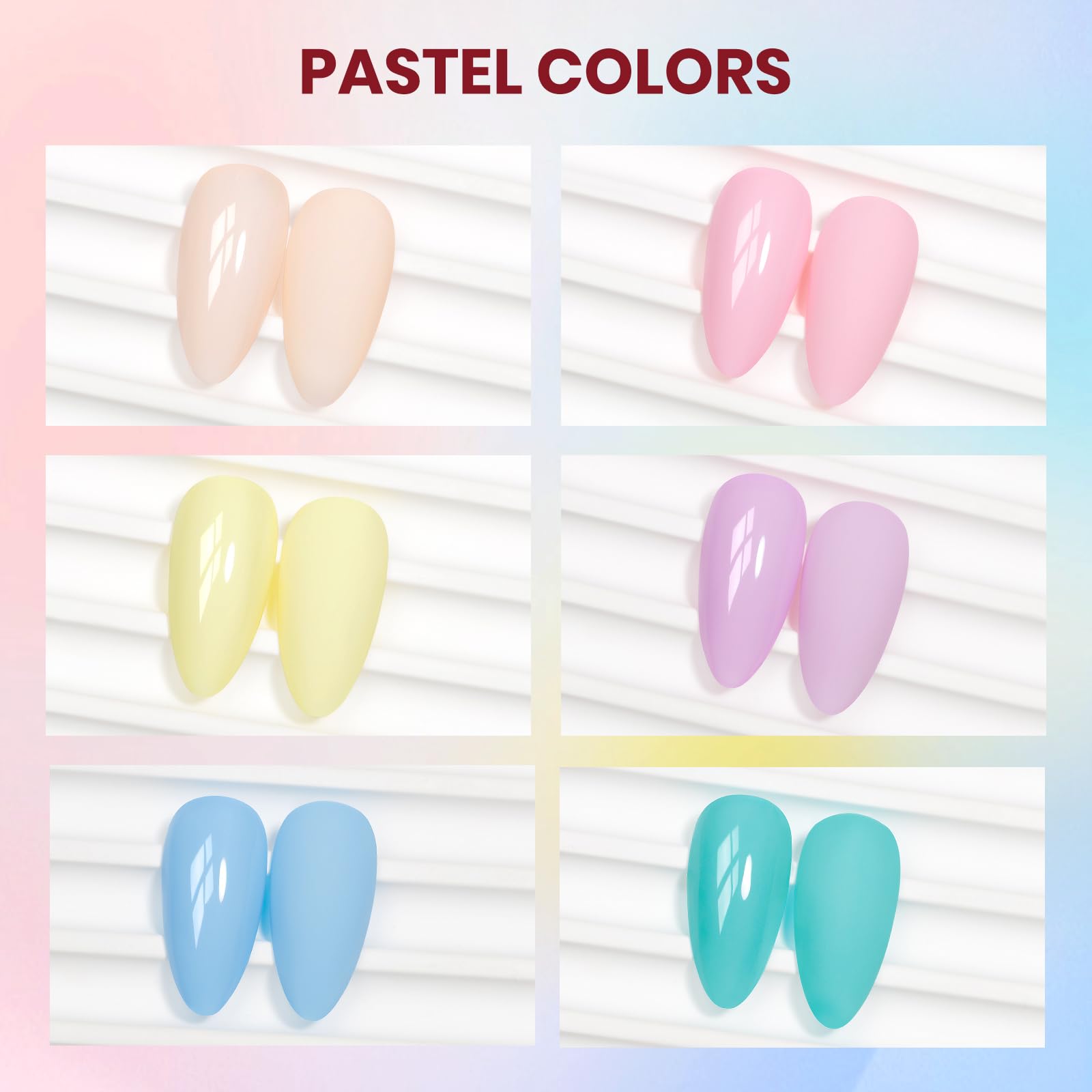 SUPWEE Pastel Nail Polish Set – Quick-Dry Macaron Shades (Pink, Yellow, Purple, Blue, Green)