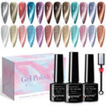 SUPWEE Reflective Cat Eye Gel Polish Set - 12 Colors with Magnet, 7ml Each