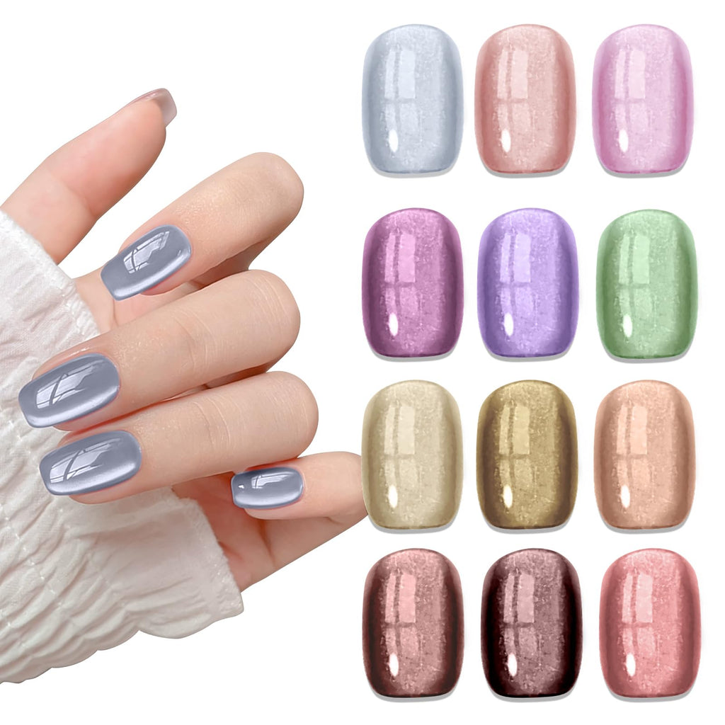 SUPWEE Magnetic Gel Nail Polish - 12 Moonlight Cat Eye Colors with Magnetic Stick