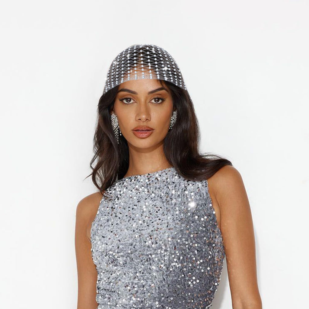 Surblue Rhinestone Mesh Headband – Sparkly Crystal Head Wrap for Nightclubs & Raves
