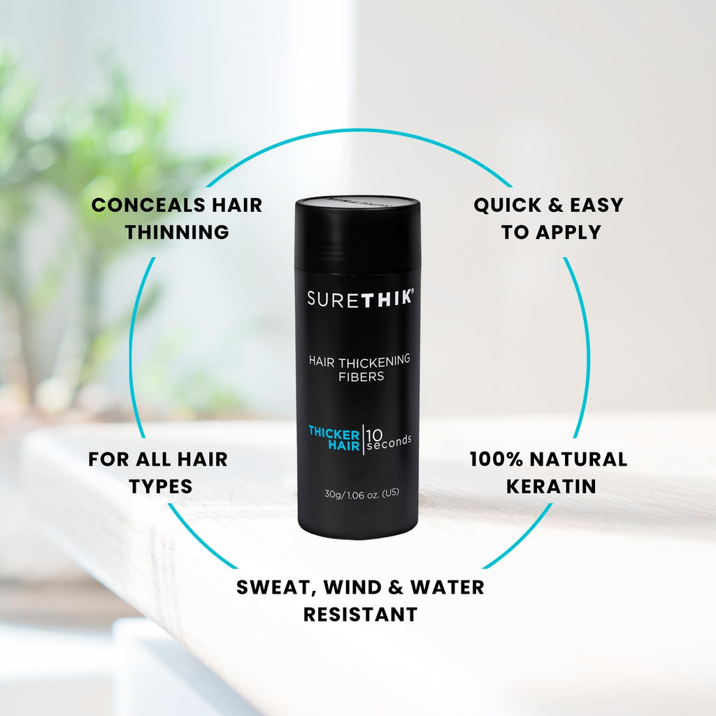 SURETHIK Medium Brown Hair Fibers for Thinning Hair - 30g | Instant Fuller Look for Men & Women