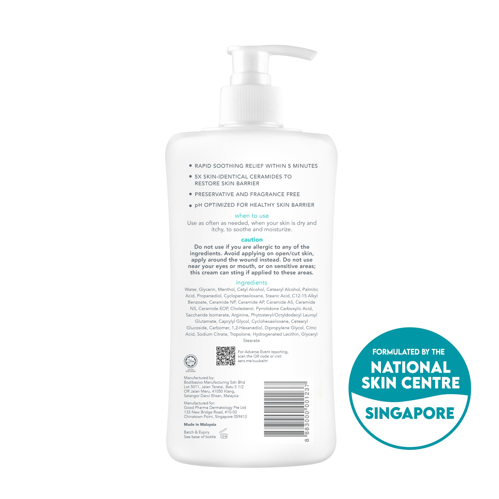Suu Balm Intense Itch Relief Cream – Menthol & Ceramides for Sensitive Skin (11.83 oz)