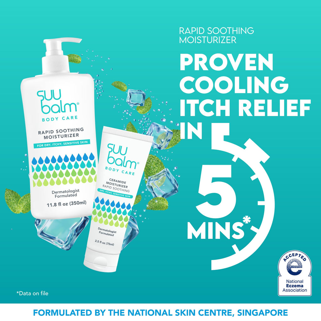 Suu Balm Intense Itch Relief Cream – Menthol & Ceramides for Sensitive Skin (11.83 oz)