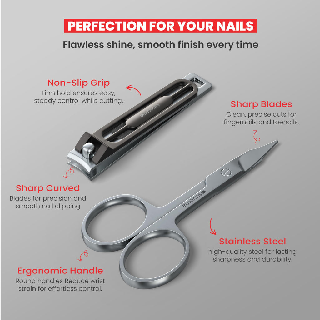 Suvorna 8-in-1 Manicure Pedicure Set | Japanese Stainless Steel, Travel Case