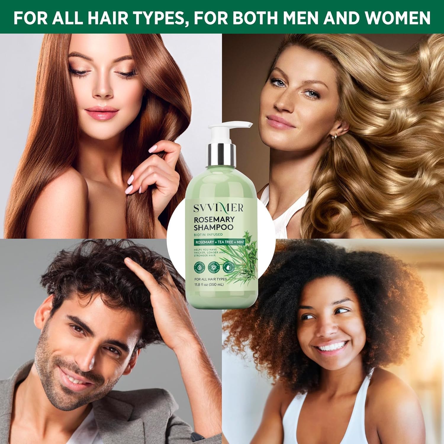 Svvimer Hair Thickening Shampoo & Conditioner – Rosemary, Biotin, Tea Tree Oil & Mint | Sulfate-Free for Women & Men