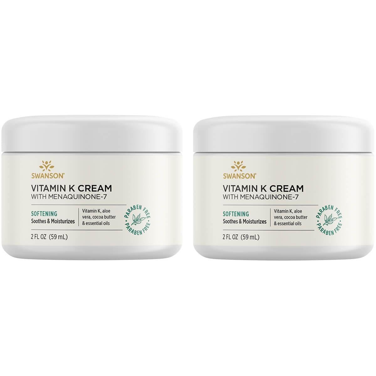Swanson Vitamin K Cream with Menaquinone-7 – Eye Brightening Cream (2 oz, 2 Pack)