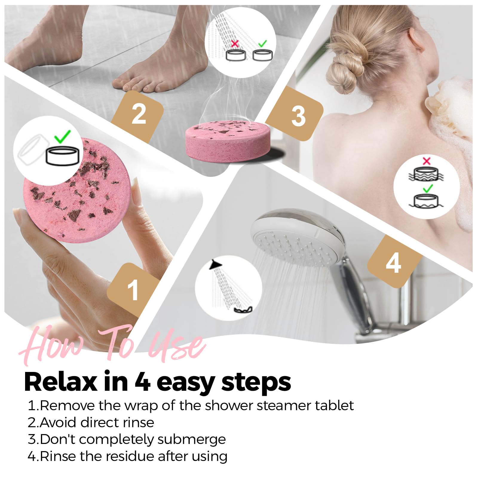 SWCANDY Shower Steamers – Aromatherapy Bath Bombs for Women, 8 Pcs Strawberry, Travel Essentials