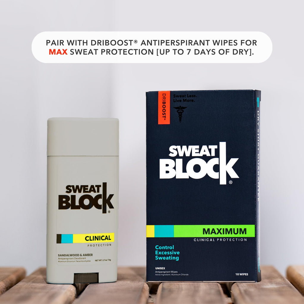SweatBlock Clinical Strength Deodorant & Antiperspirant – Sandalwood & Amber, 2 Pack