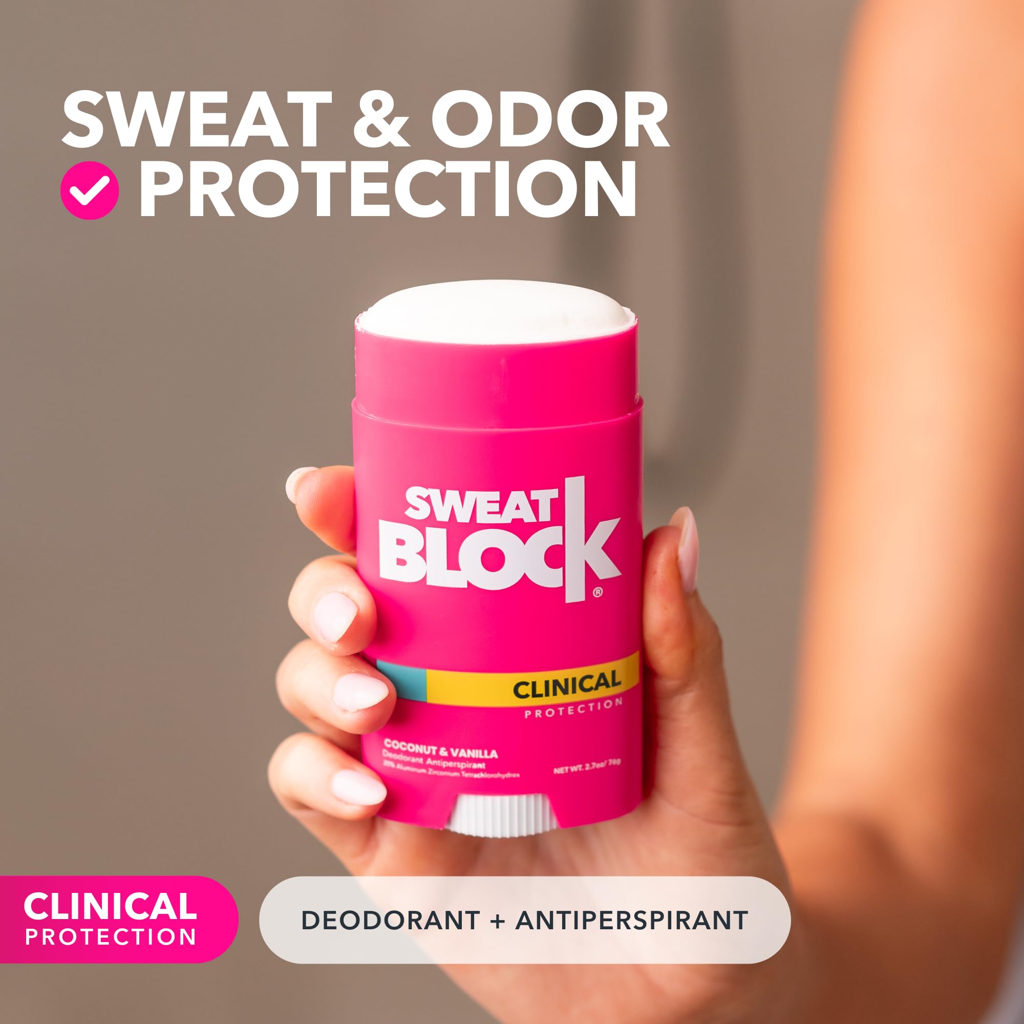 SweatBlock Clinical Strength Deodorant for Women – Coconut & Vanilla, 48-Hour Sweat & Odor Protection
