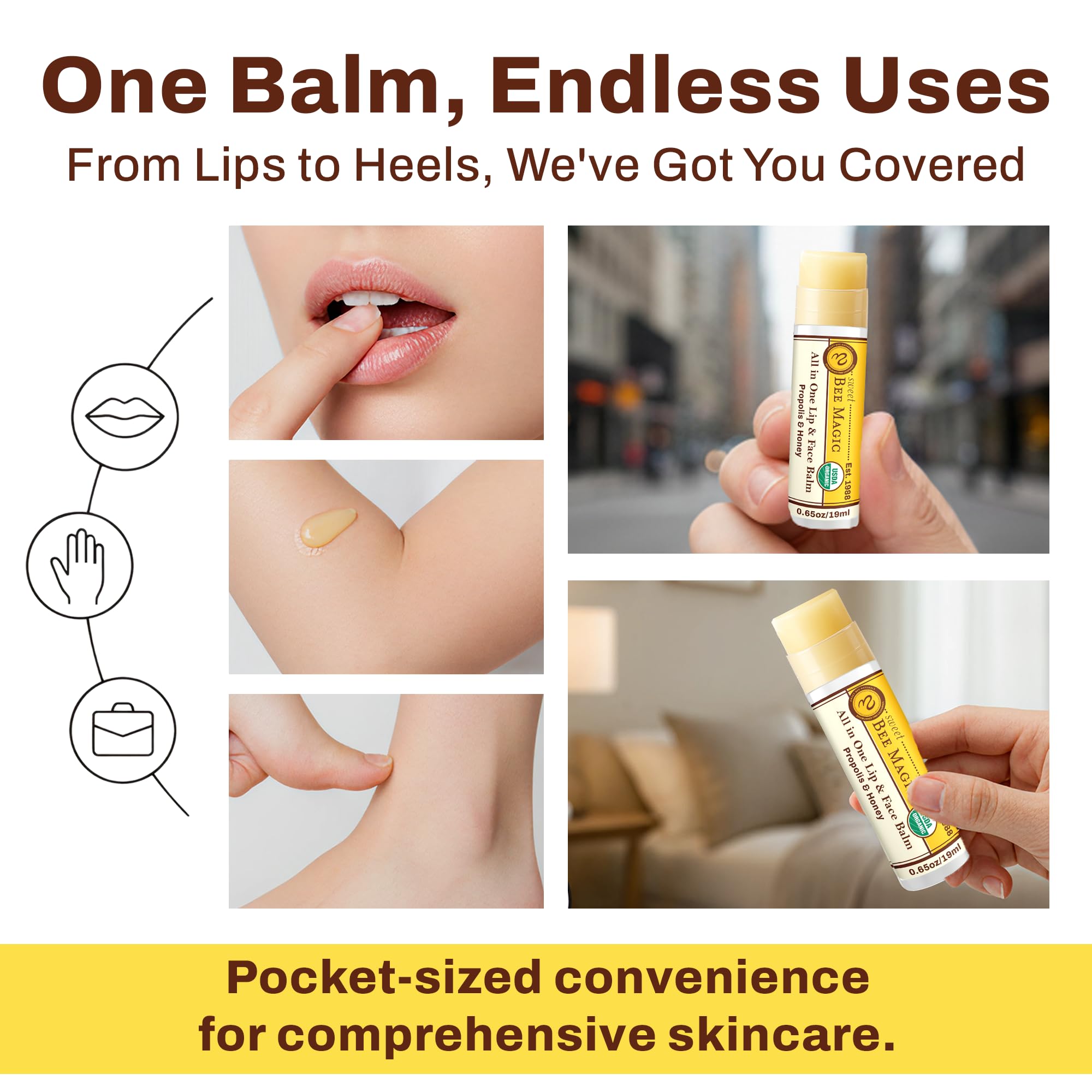 Sweet Bee Naturals Organic Beeswax Lip Balm – Hydration with Honey & Propolis
