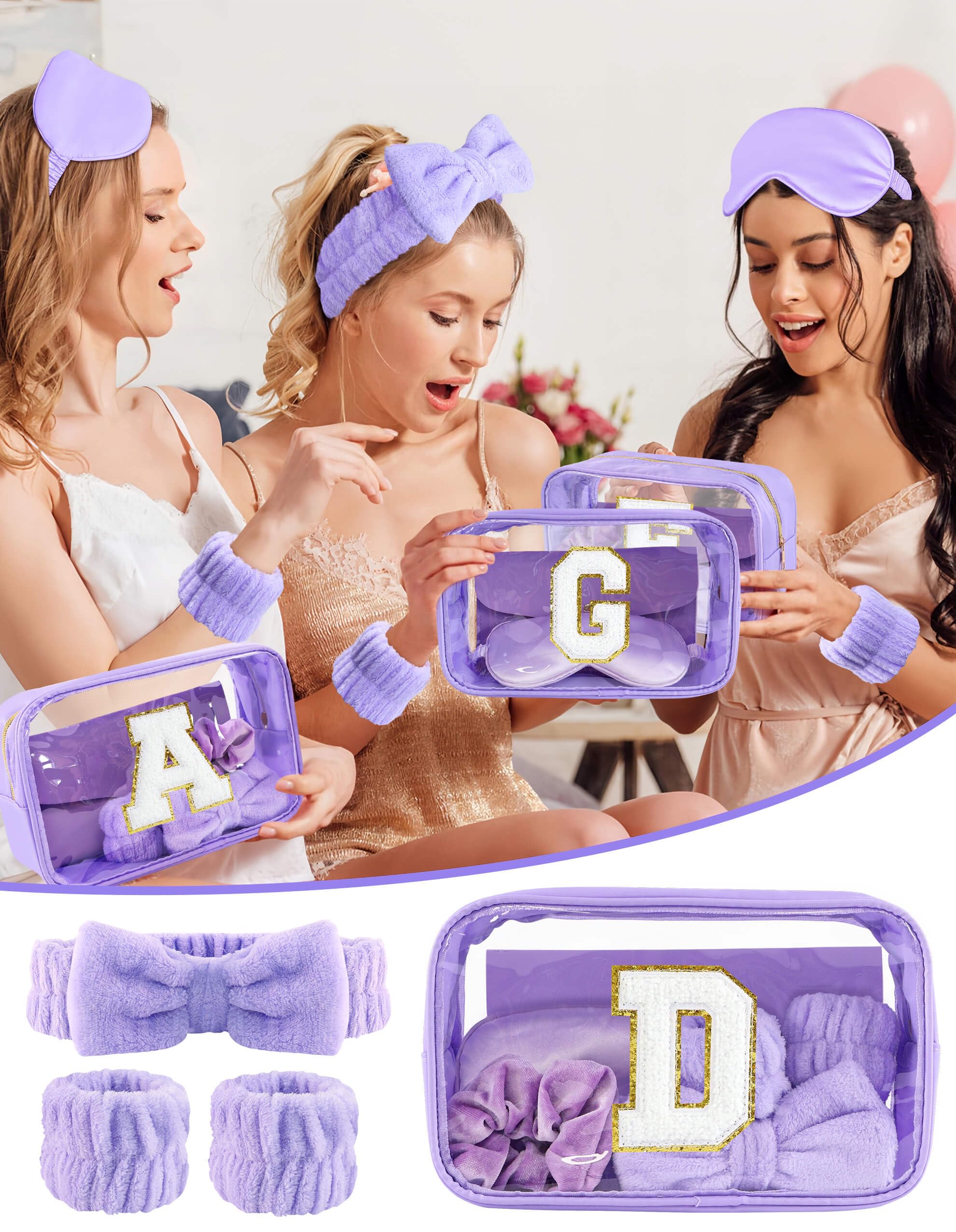 Sweet Lion Gift Sets for Women | Initial Makeup Bag & Brush Set | Spa Kit & Party Favors