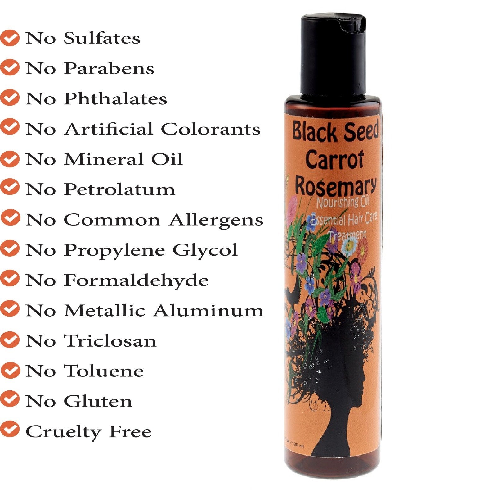 SWEET SUNNAH Black Seed Hair Growth Oil – Carrot & Rosemary, 5 oz