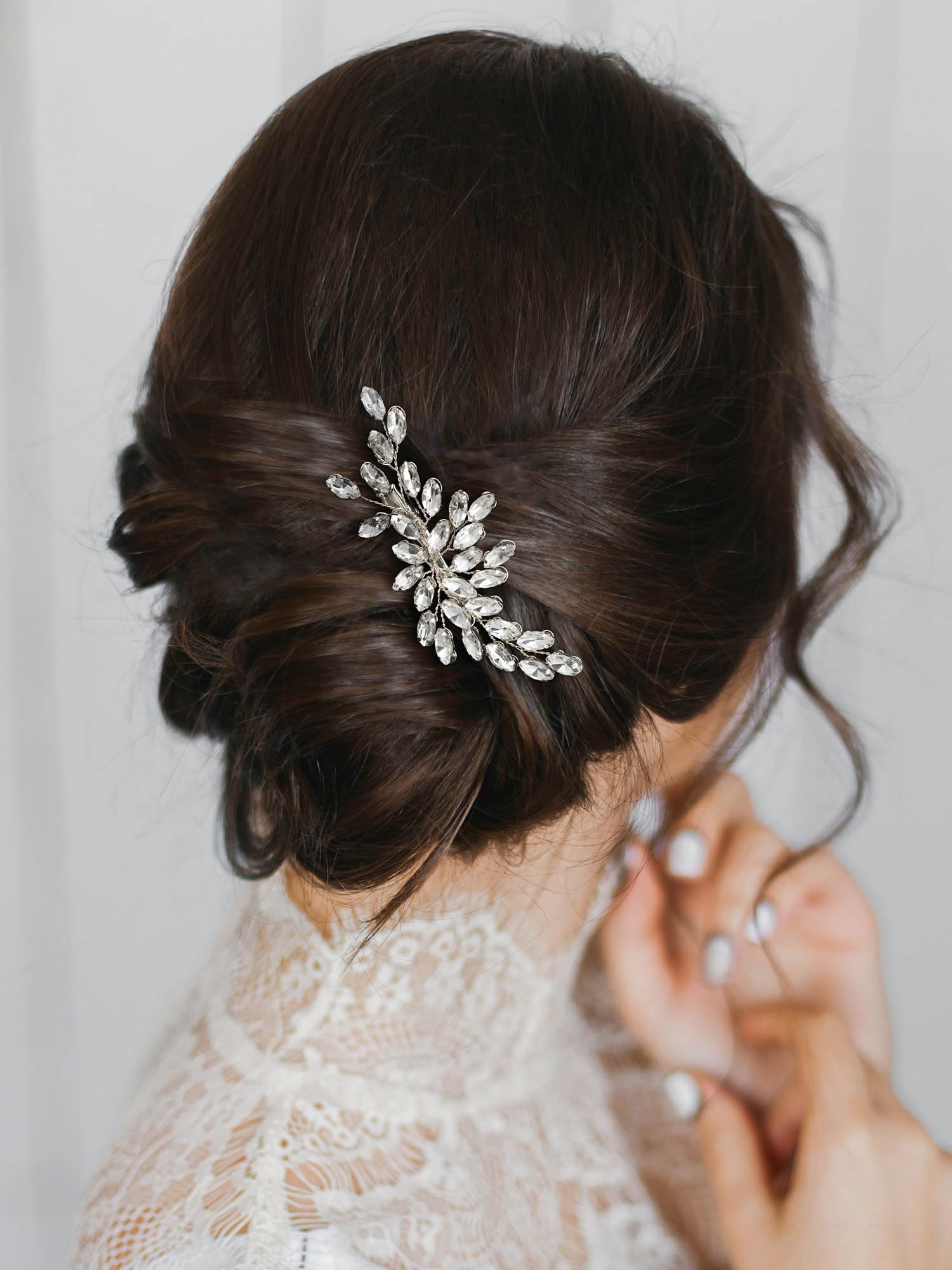 SWEETV Rhinestone Bride Hair Clip - Silver Crystal Bridal Hair Comb