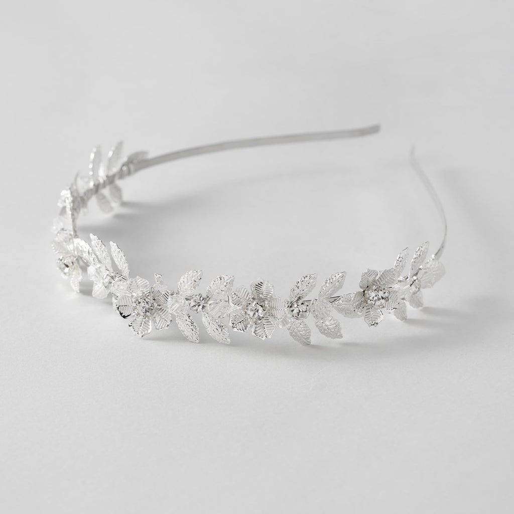 SWEETV Flower Girl Headband – Pearl & Rhinestone Hairpiece for Weddings (Silver)