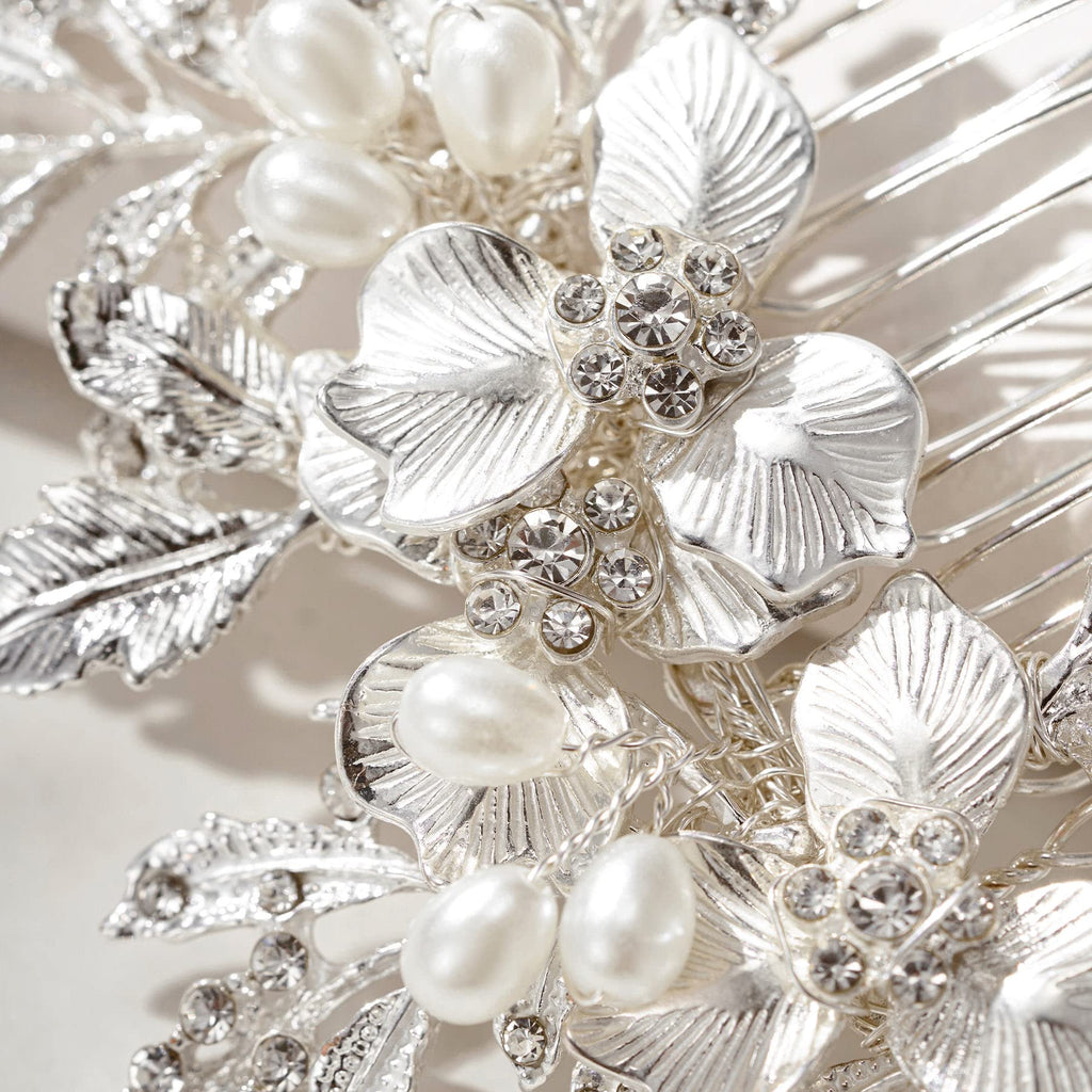 SweetV Handmade Wedding Hair Comb Clip – Rhinestone Silver Bridal Accessory