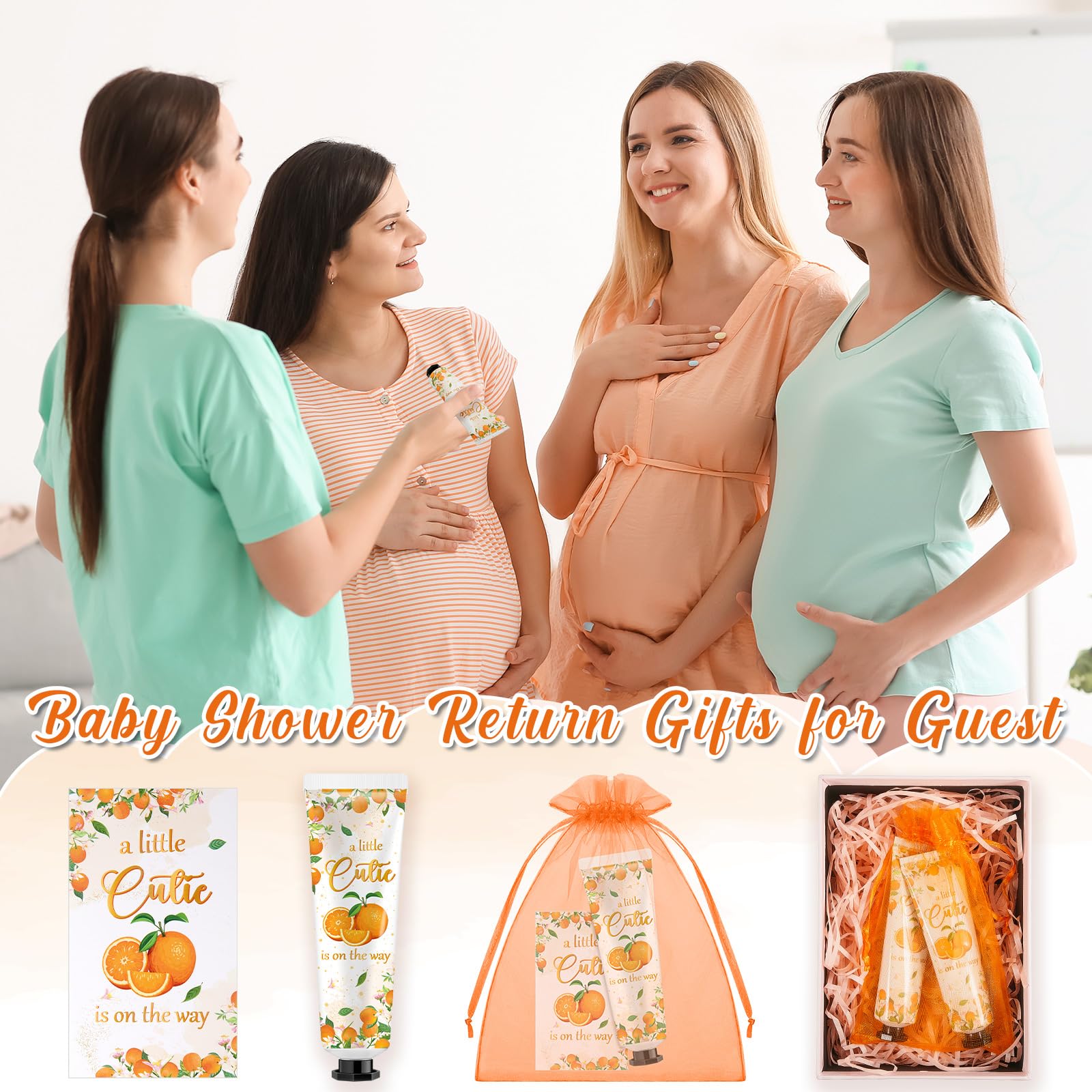 Swiffen 24 Sets Baby Shower Hand Cream Favors – Orange Cutie with Organza Bags