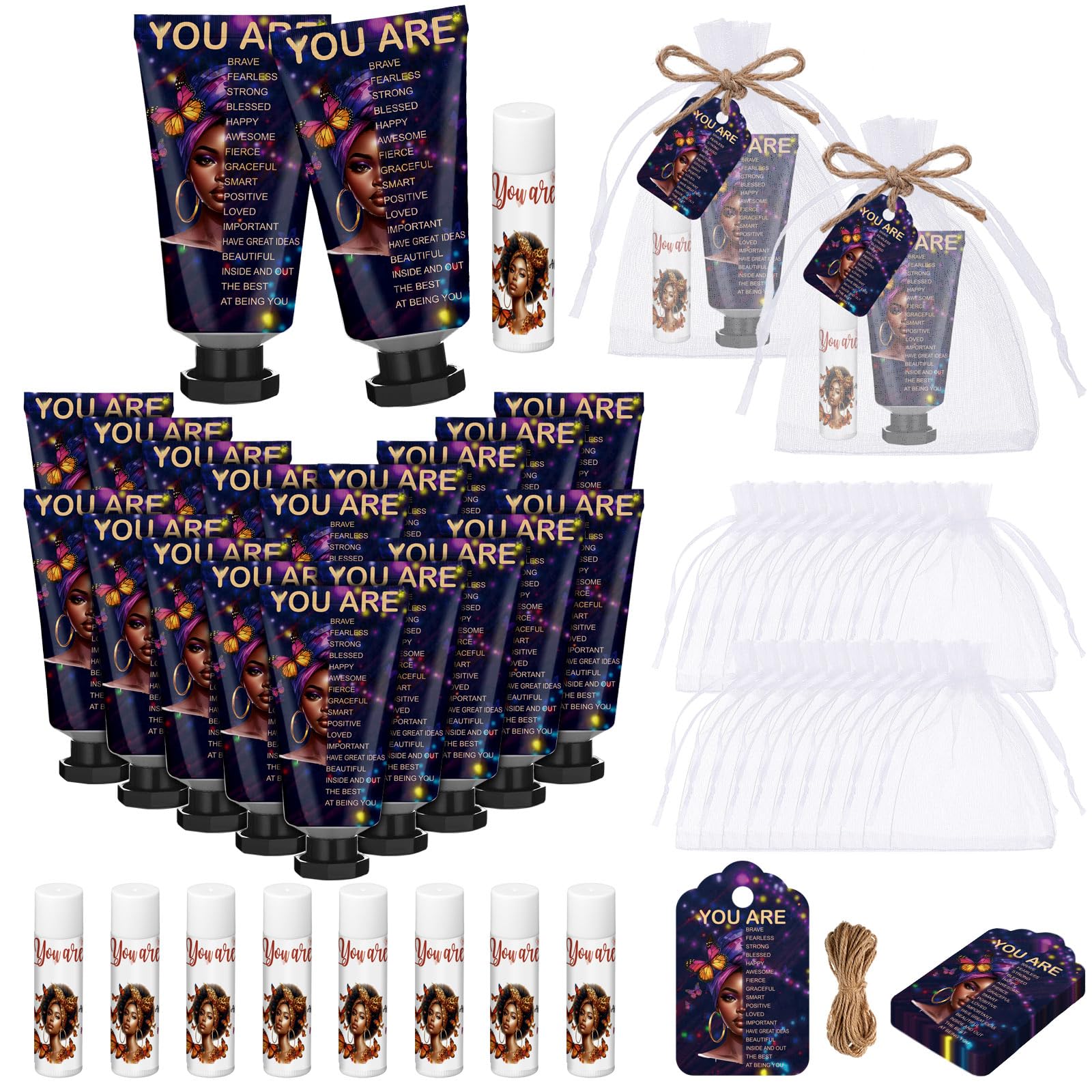 Swiffen 24 Sets Christian Hand Cream & Lip Balm Gift Set – Bible Verse Gift for Women