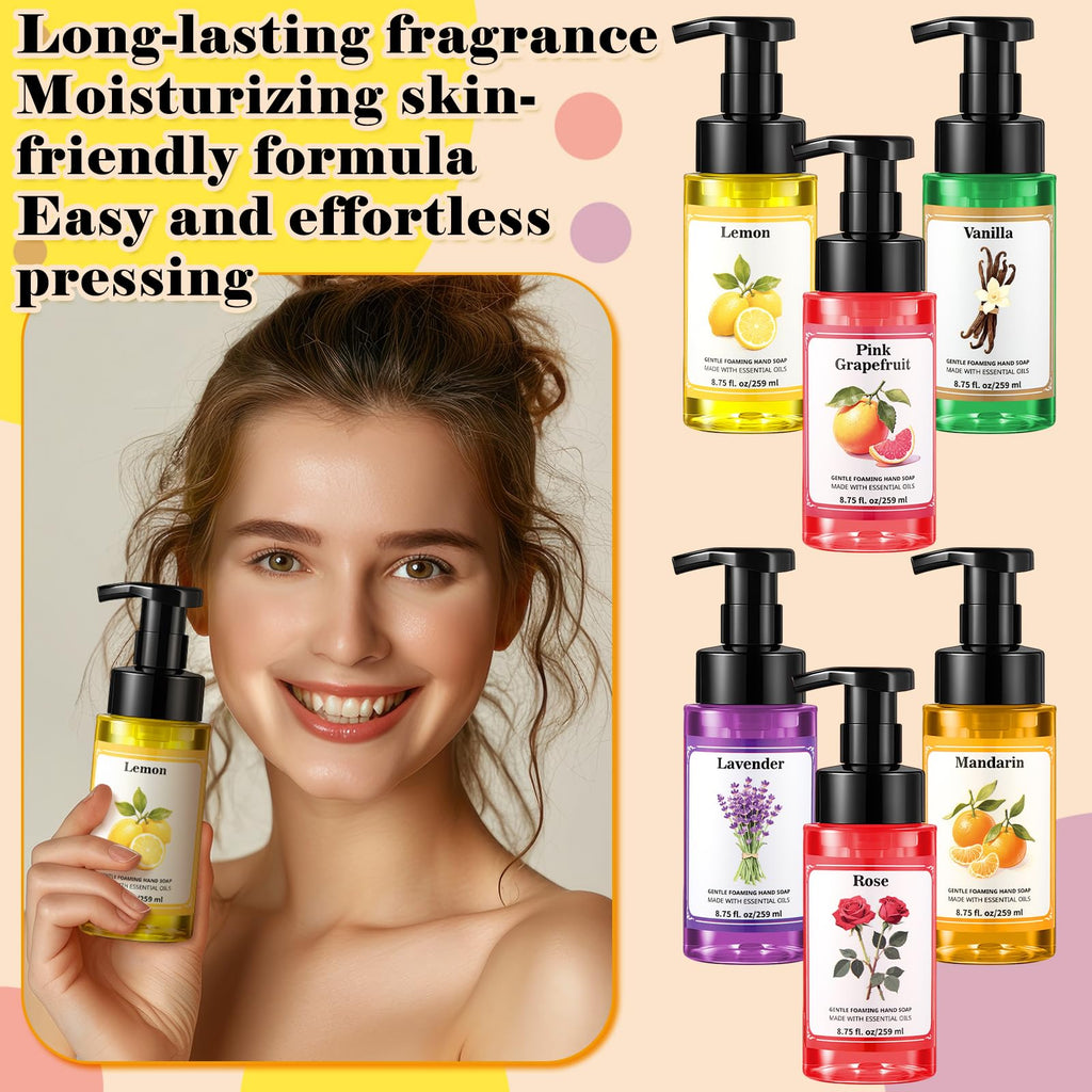 Swiffen 6-Pack Foaming Hand Soap with Pump – 259 ml Each, Moisturizing, Holiday Scents