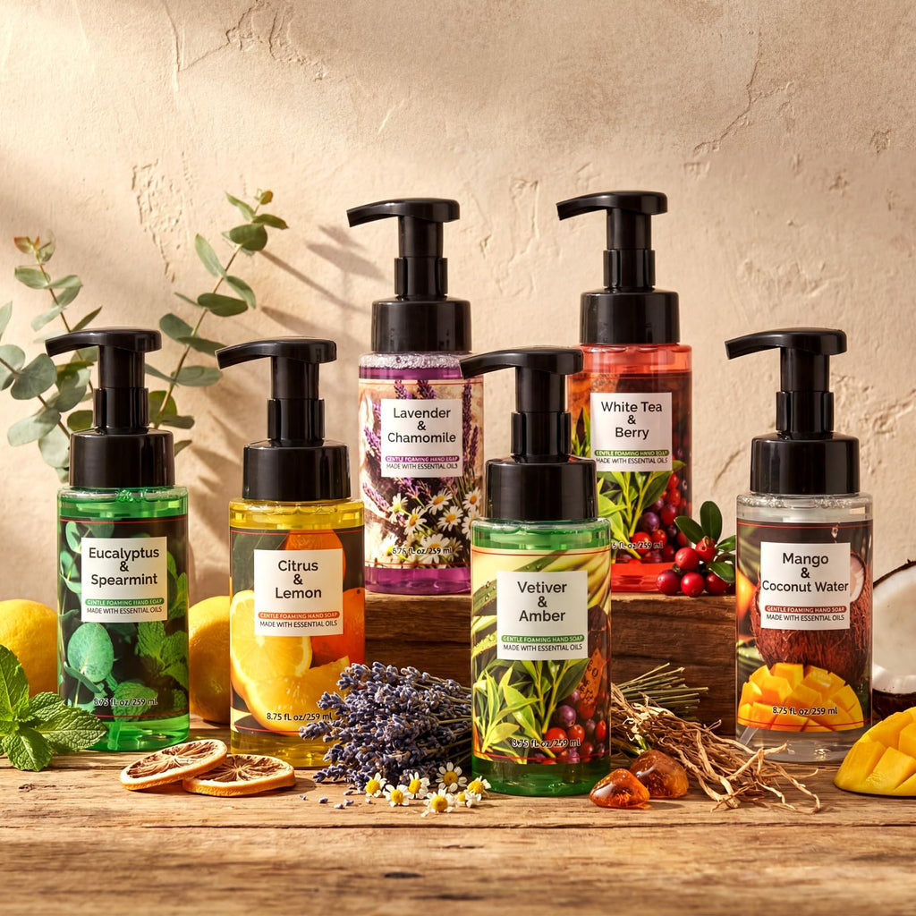 Swiffen 6 Pack Scented Foaming Hand Soap – Gentle, Moisturizing Liquid Hand Wash Gift Set (6 x 8.75 fl oz)