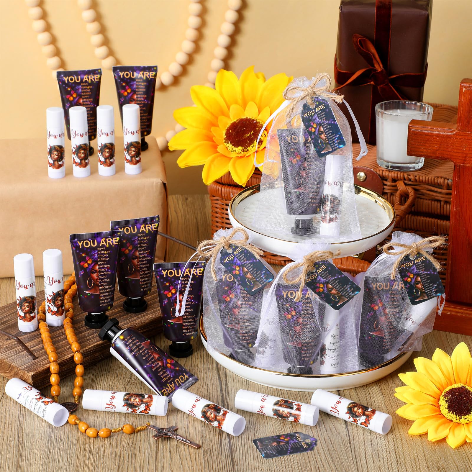 Swiffen 24 Sets Christian Hand Cream & Lip Balm Gift Set – Bible Verse Gift for Women
