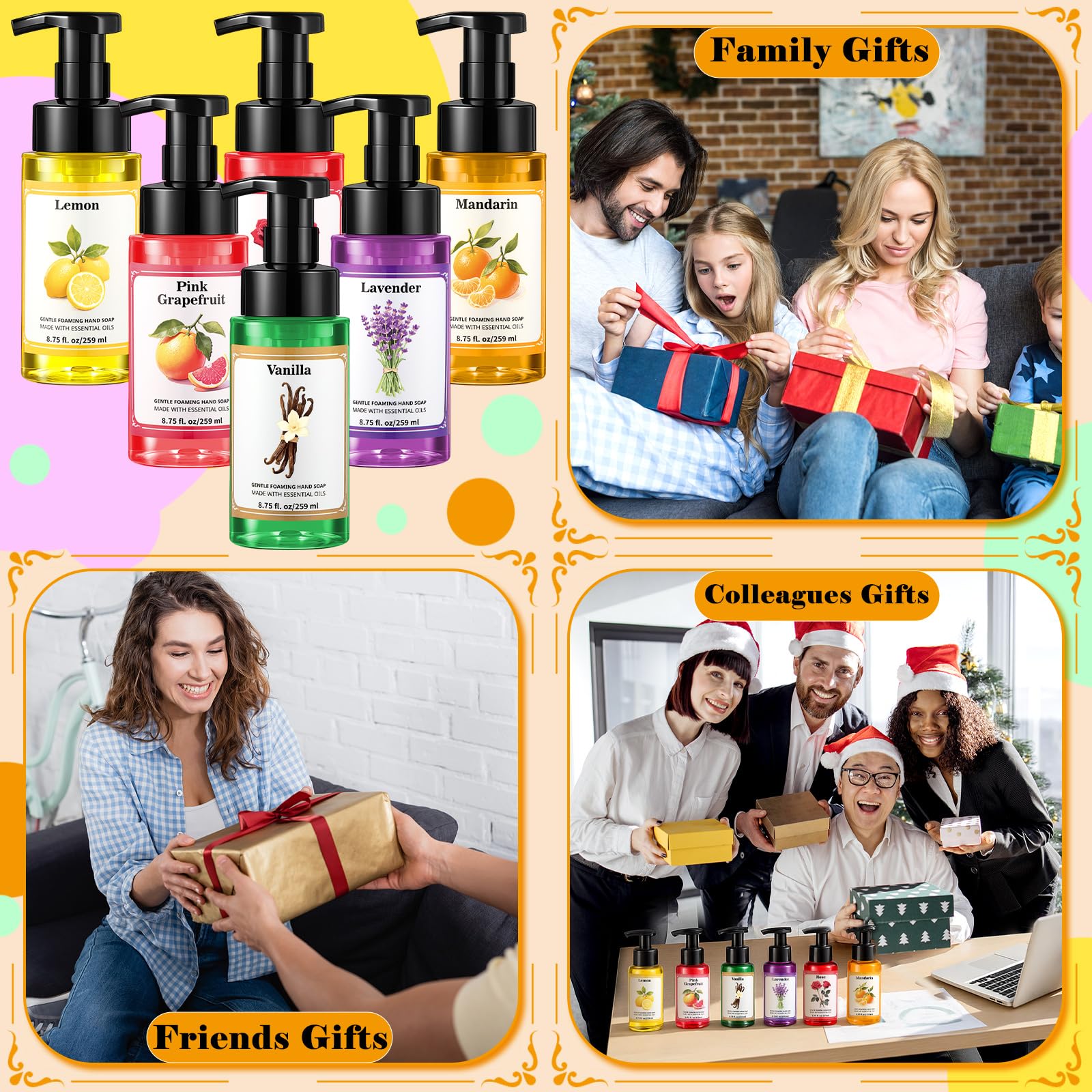 Swiffen 6-Pack Foaming Hand Soap with Pump – 259 ml Each, Moisturizing, Holiday Scents