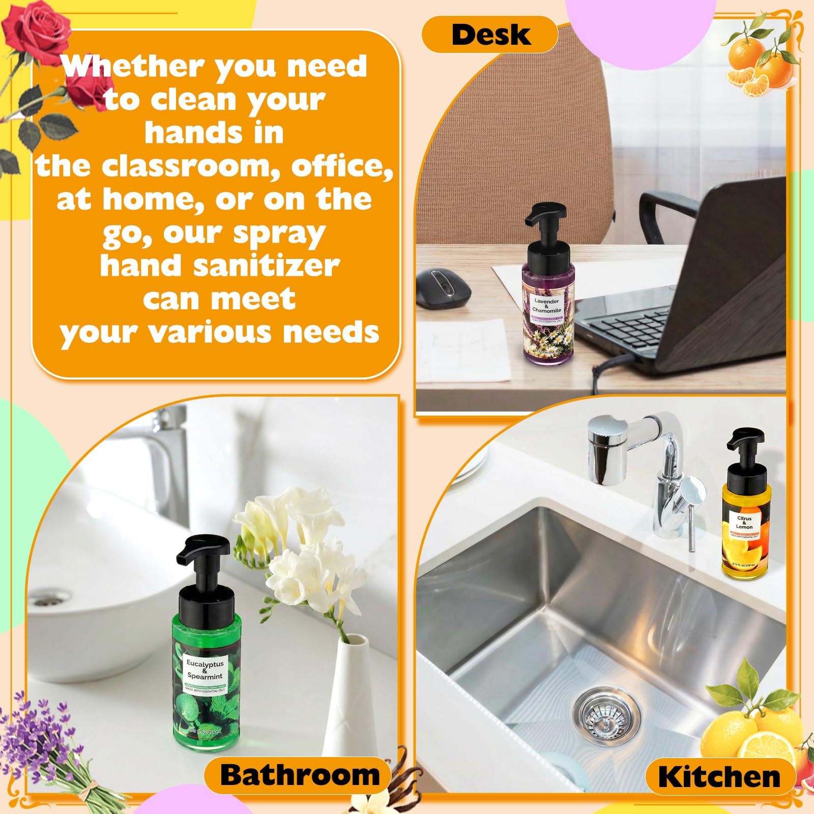 Swiffen 6 Pack Scented Foaming Hand Soap – Gentle, Moisturizing Liquid Hand Wash Gift Set (6 x 8.75 fl oz)