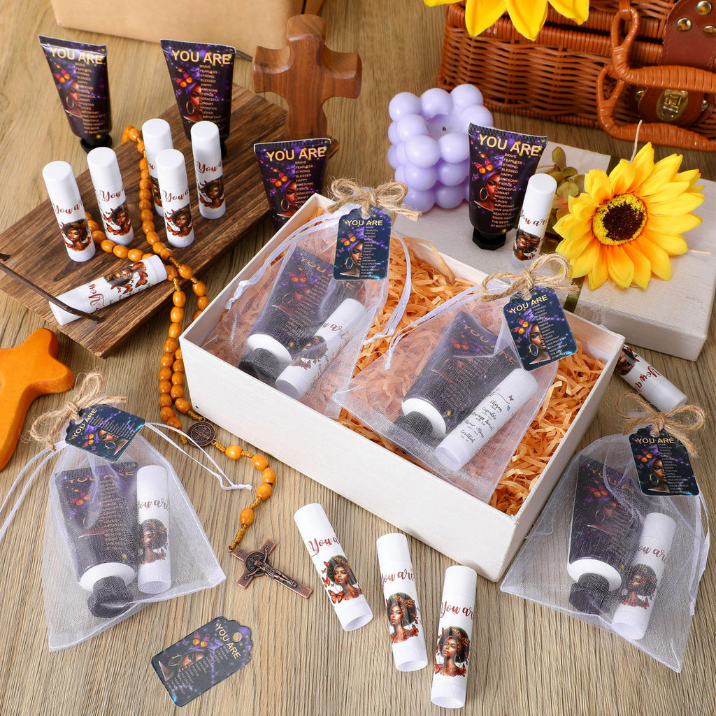 Swiffen 24 Sets Christian Hand Cream & Lip Balm Gift Set – Bible Verse Gift for Women
