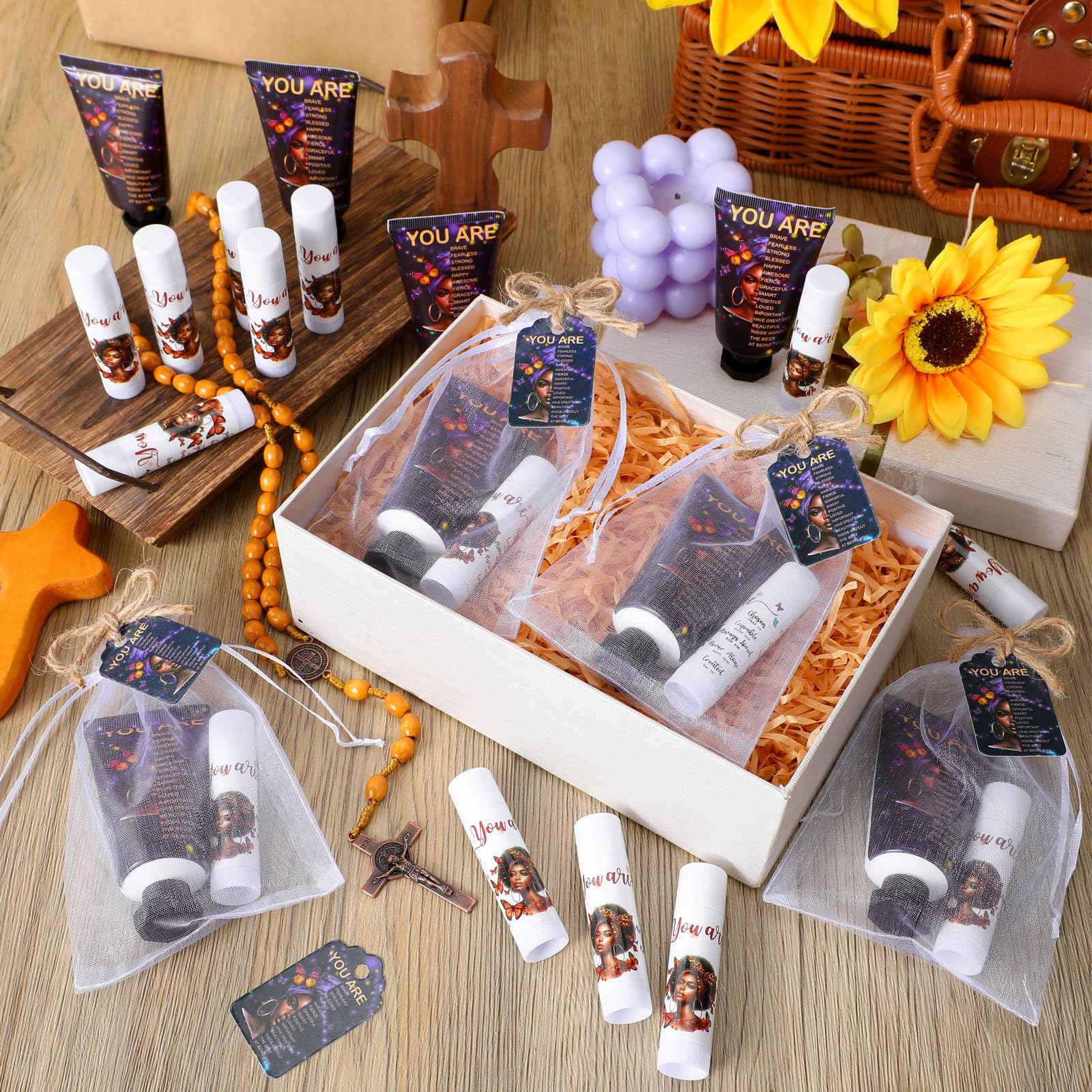 Swiffen 24 Sets Christian Hand Cream & Lip Balm Gift Set – Bible Verse Gift for Women