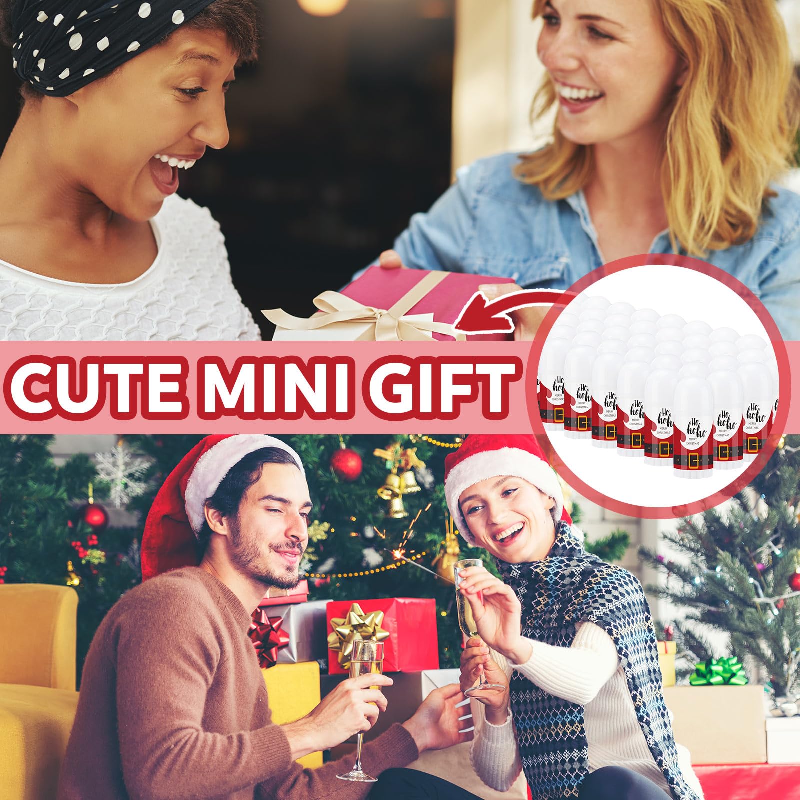 Swiffen 50 Pcs Christmas Mini Lip Balm Pack – Assorted Flavors & Beeswax Gift Set