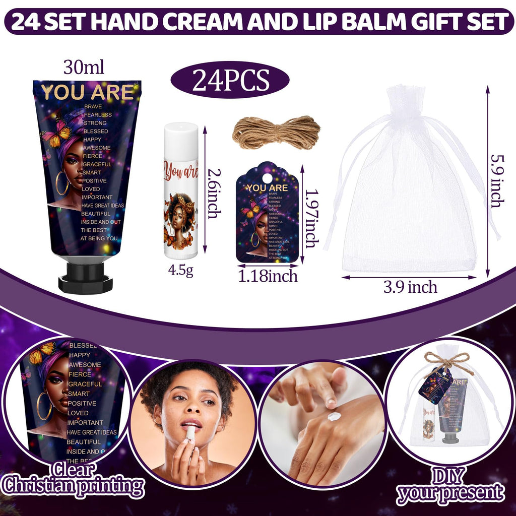 Swiffen 24 Sets Christian Hand Cream & Lip Balm Gift Set – Bible Verse Gift for Women