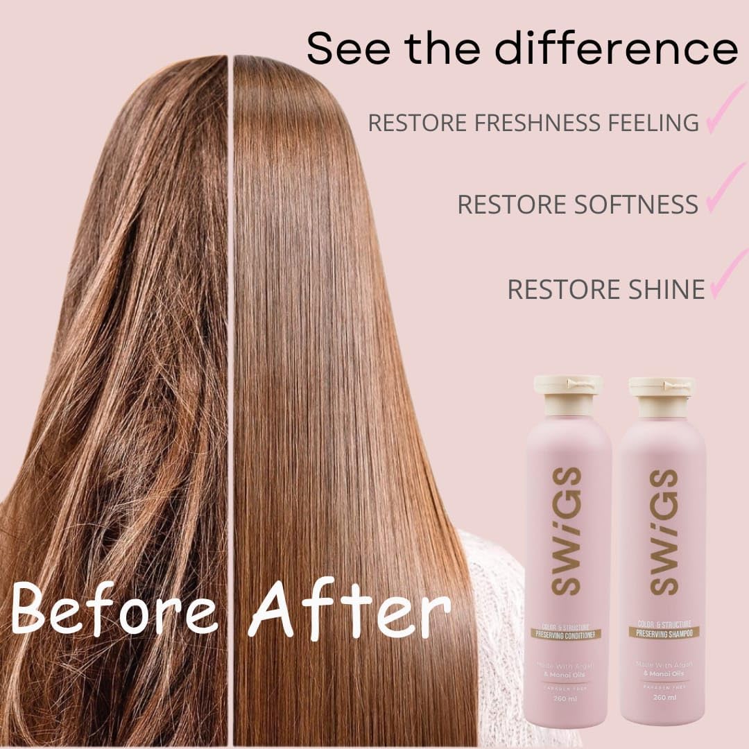 SWIGS Wig Shampoo & Conditioner Set — Detangle, Color-Safe, Body & Shine | 2-Pack 8 oz