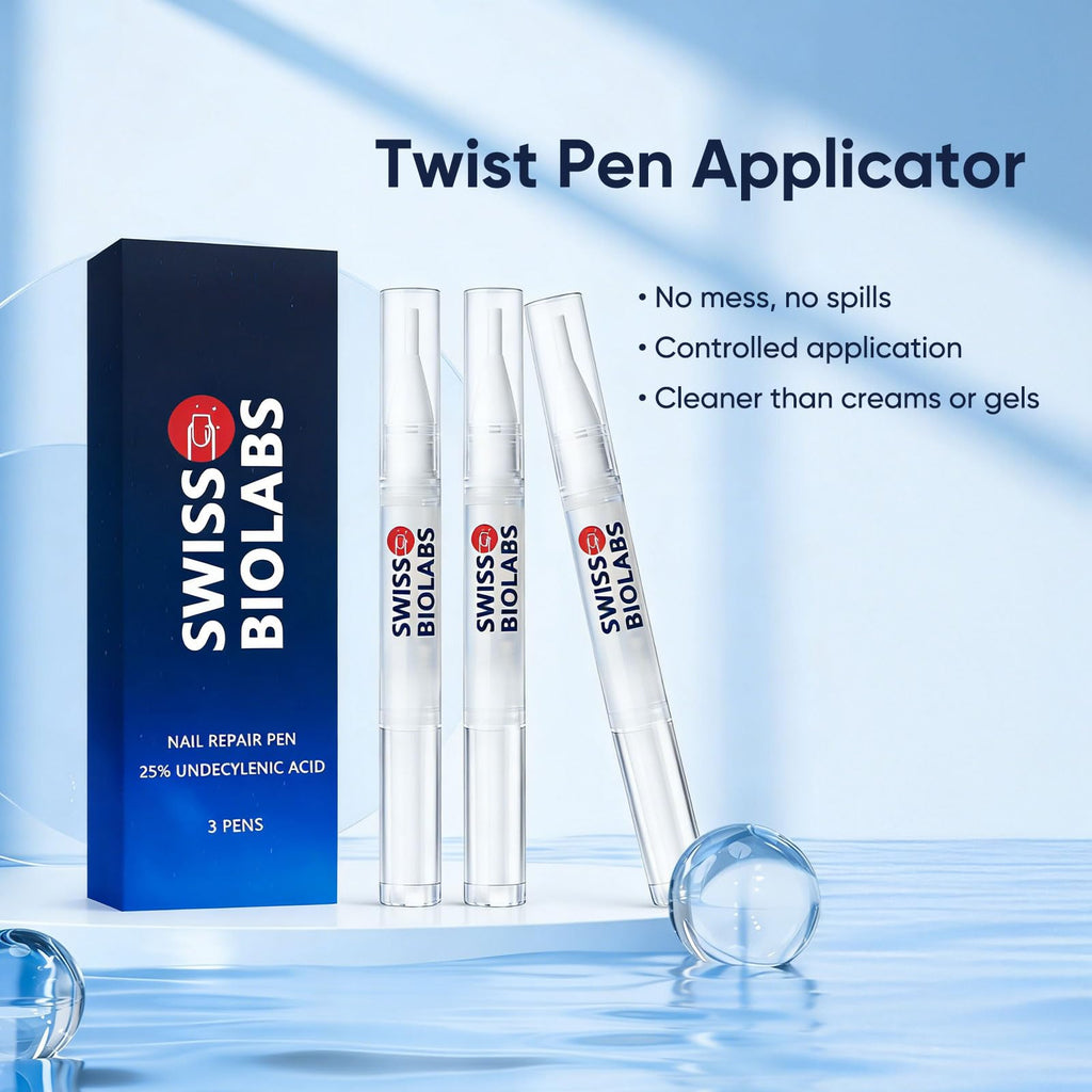 Swiss Biolabs Nail Fungus Pen: 25% Undecylenic Acid & Tea Tree Oil for Nail Repair & Strength