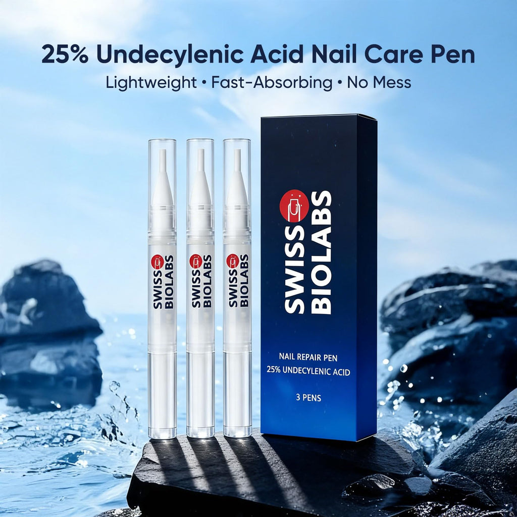 Swiss Biolabs Nail Fungus Pen: 25% Undecylenic Acid & Tea Tree Oil for Nail Repair & Strength