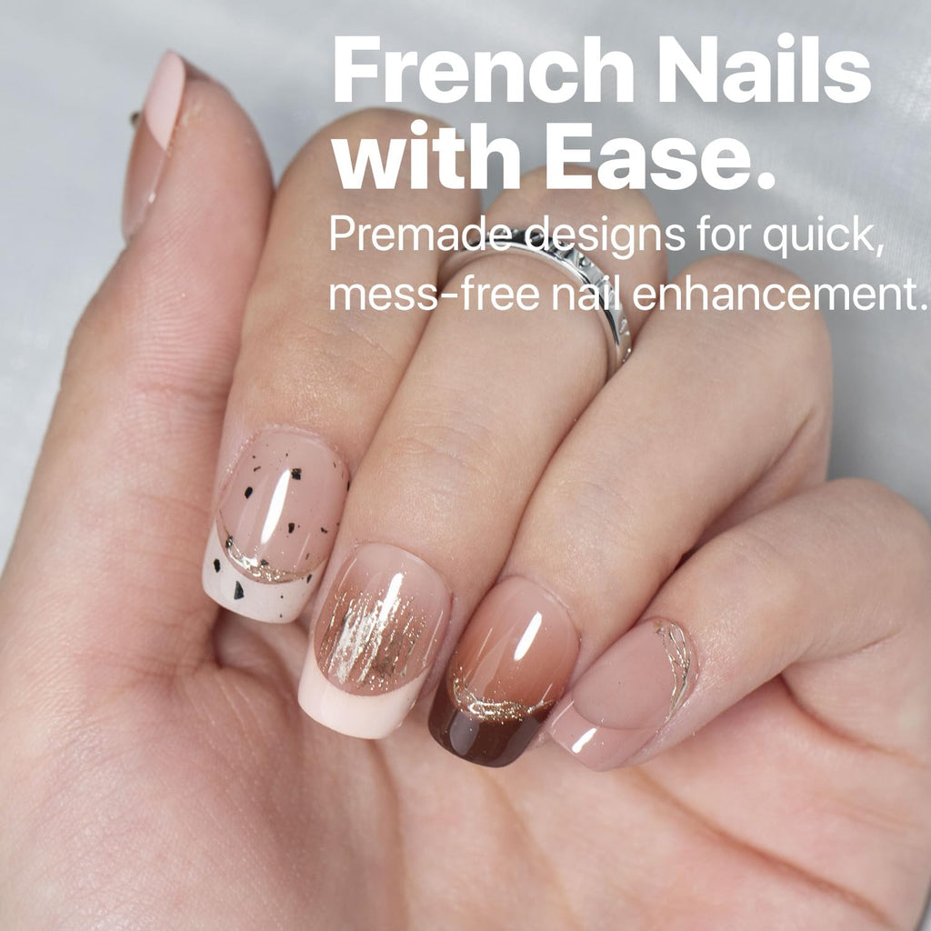 SXC Cosmetics French Tip Press-On Nails – Skin Tone Nude & Color Series | XS Square X-Pro Tips Starter Kit ST113KIT