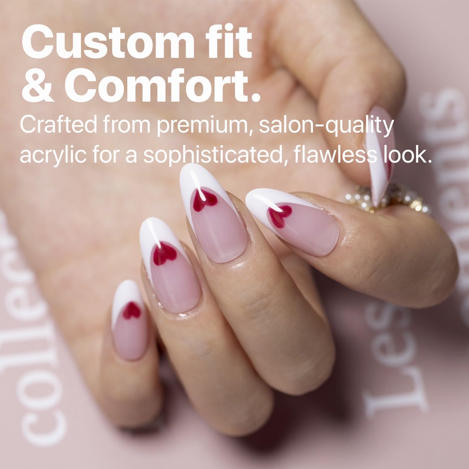 SXC French Tip Press-On Nails Pink — Medium Almond, 150 Pieces, Ultra Fit, Pre-applied Primer & Base Coat