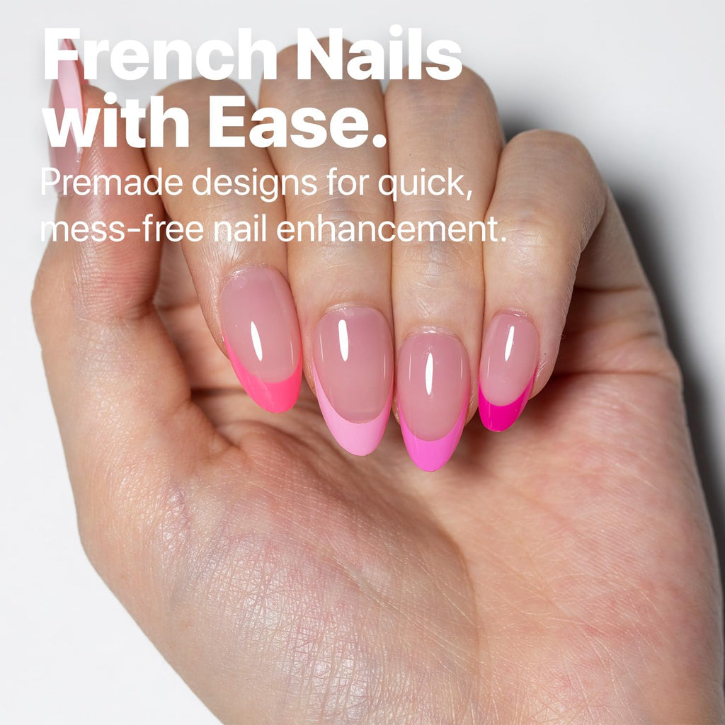 SXC Cosmetics French Tip Press On Nails – Pink Series Starter Kit with X-Pro Tips | 160 PCS, 16 Sizes, 5 Styles, Beginner-Friendly