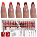 SXC Cosmetics X-Pro Tips French Tip Press-On Nails – French Red Edition, Coffin Shape (RED120KIT-M)