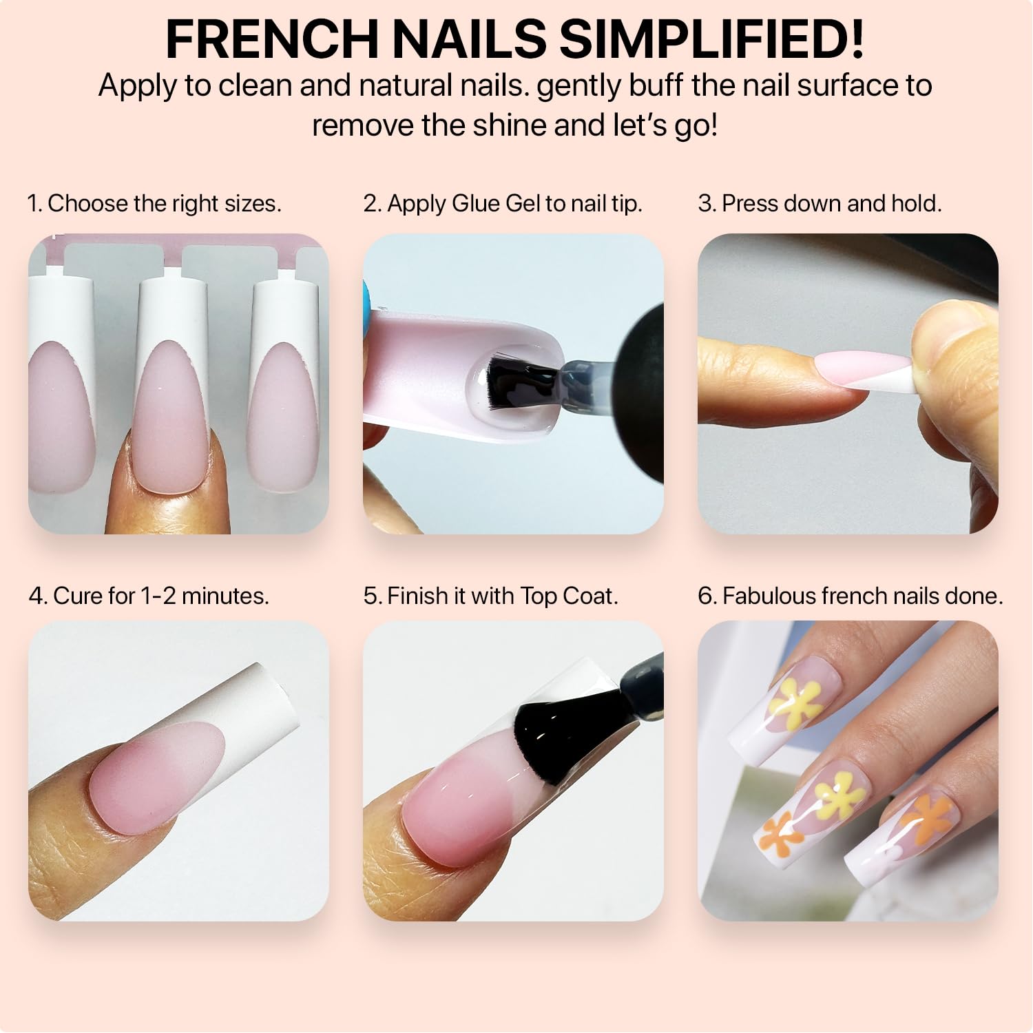 SXC French Tip Press-On Nails Pink — Medium Almond, 150 Pieces, Ultra Fit, Pre-applied Primer & Base Coat