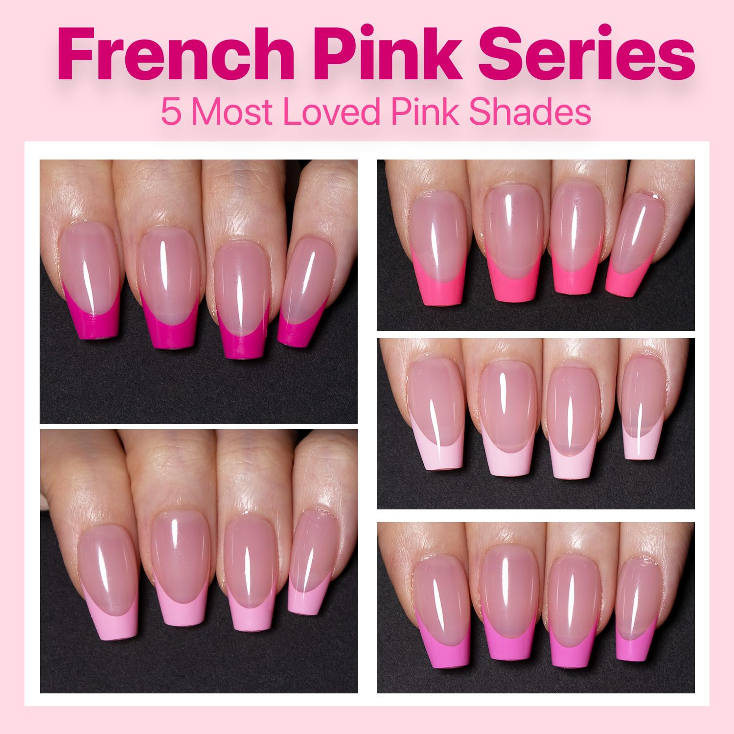 SXC French Tip Press On Nails Kit – 150 Pieces, 15 Sizes, Ultra Fit, Pre-Applied Primer & Base Coat (5PINK119-S Coffin)