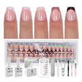 SXC Cosmetics French Tip Press-On Nails – Skin Tone Nude & Color Series | XS Square X-Pro Tips Starter Kit ST113KIT
