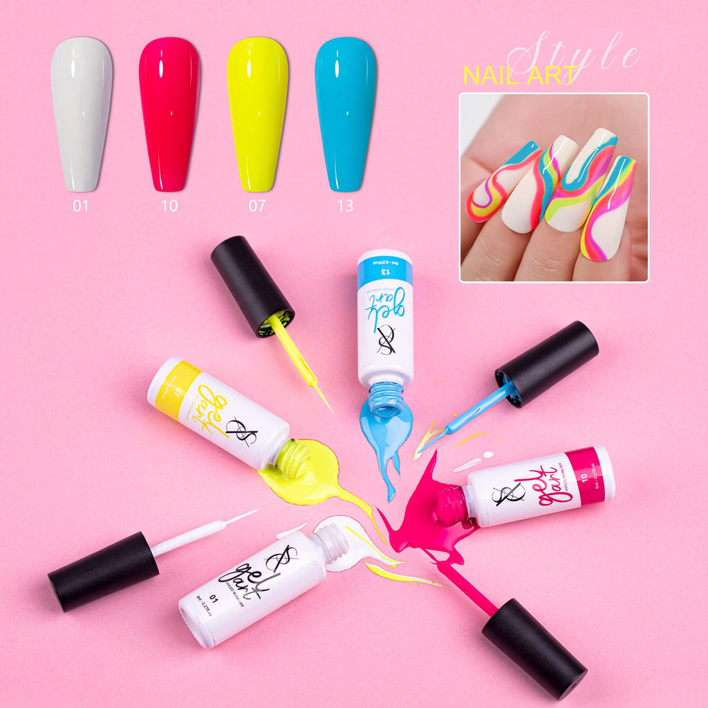 SXC Cosmetics 24-Color Gel Liner Set with Built-in Brush – Soak-Off Gel Polish for Nail Art
