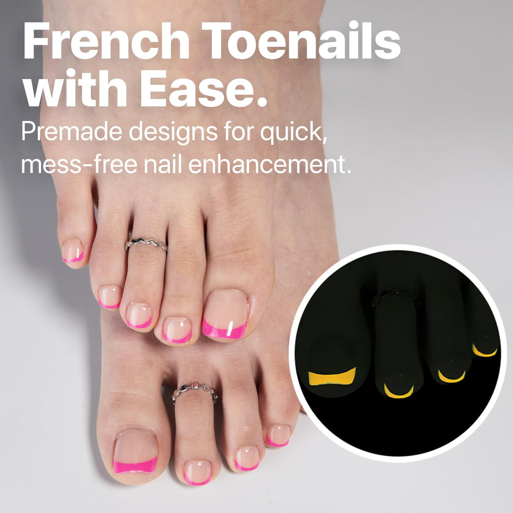 SXC Cosmetics X-Pro Tips French Tip Press-On Toenails – Short Pastel Glow (Soft Gel System)
