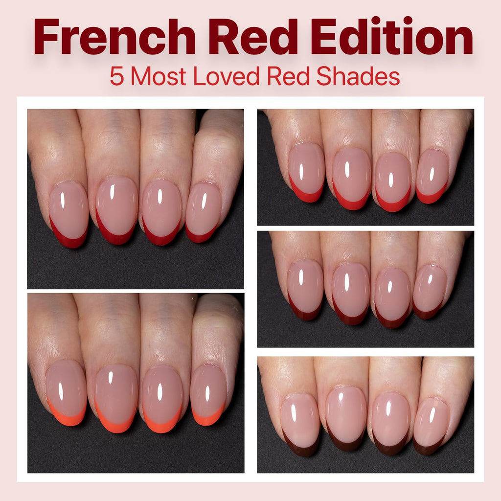 SXC Cosmetics X-Pro Tips French Tip Press-On Nails – French Red Edition (Almond, RED118KIT-XS)