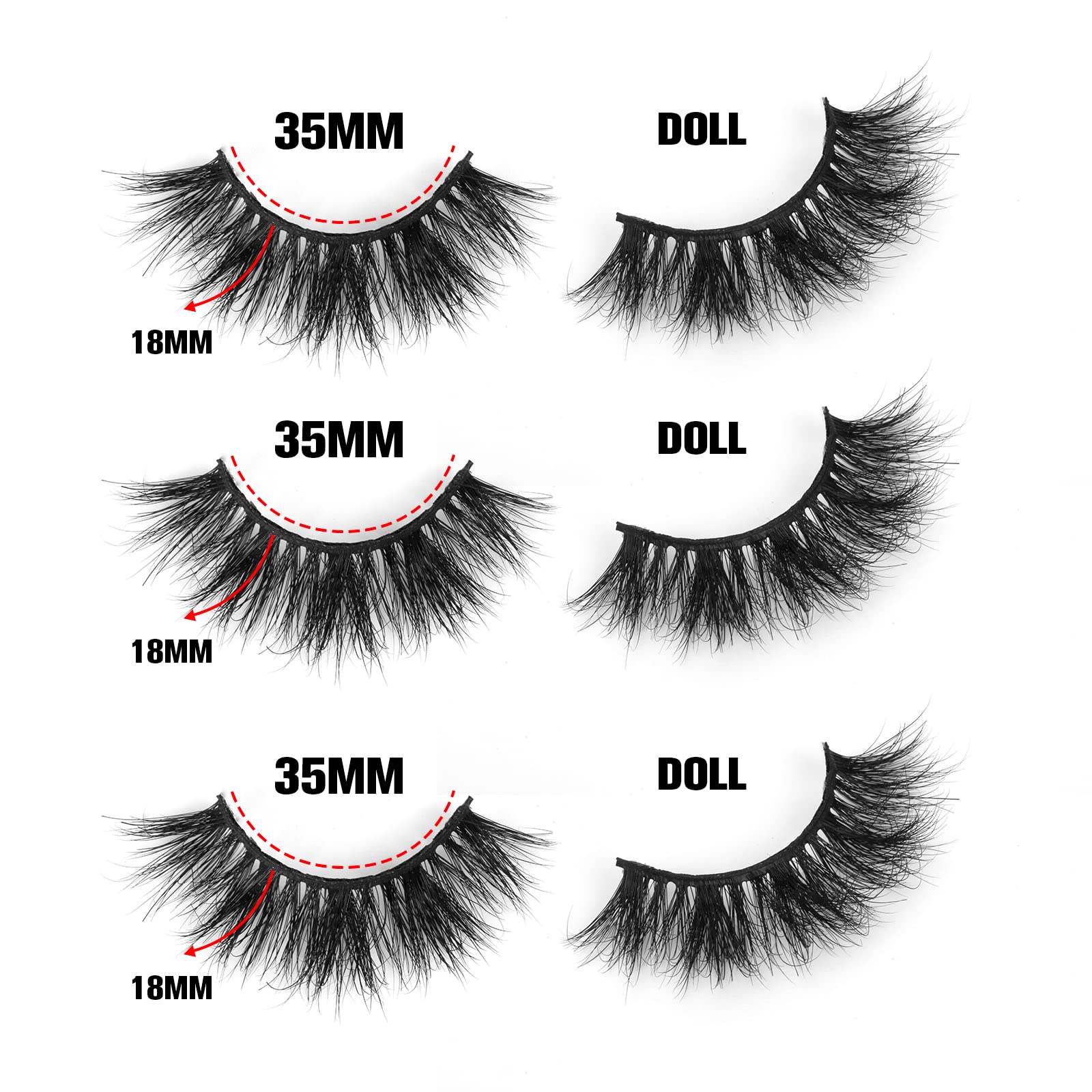 SY SHUYING 18mm Mink Lashes – Natural 3D Wispy, Reusable (3 Pairs, Doll)
